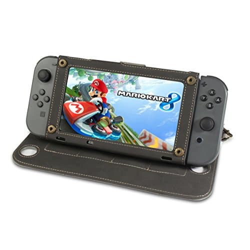 Nintendo Switch Leather Case with Gloves - Portable New Carrying Flip Nintendo Switch Game Cover with Stand Holder Wrist Strap Protective Travel Soft Accessories Shell for Nintendo Switch