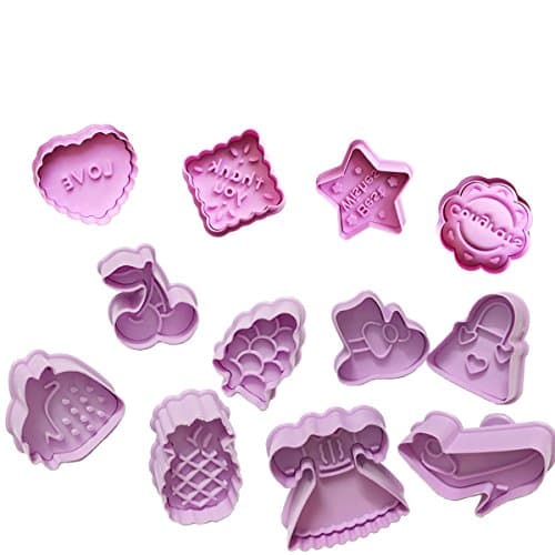 Fruit and Woman's Dress Theme Cookie Cutter ,3D Plunger Cutters Set For Fondant Sugar Cookie Biscuit Pastry Cake Topper Decorating Pack of 12