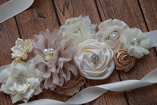 Sash, natural color Sash, flower Belt, maternity sash