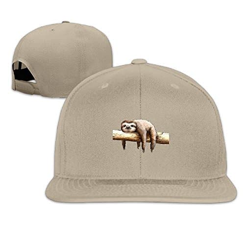 XHX Unisex Lazy Sloth On A Branch. Flat Hat Snapback Hip Hop Baseball Cap