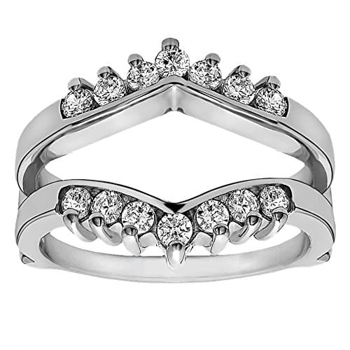 0.42ct Prong Set Solitaire Enhancer Simulated Diamonds Ring Guard Wrap White Gold Plated 14k 8