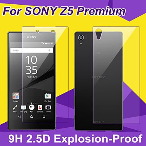 [4Pack] Tempered Glass Screen Protector for Xperia Z5 Premium Glass 2Front and 2Back 0.33mm 2.5D 9H Hardness [Anti Scratch][Anti-Fingerprint] Bubble Free.