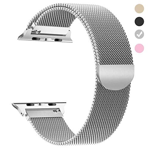 MUEN Replacement for Apple Watch Strap 38mm(40mm) Silver Milanese Loop Magnetic Lock Replacement Band Metal Stainless Steel Mesh Band