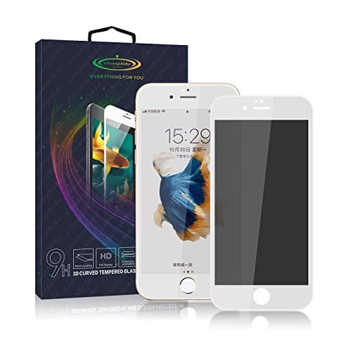 ChuangSiAo Privacy Screen Protector 3D Curved Glass 9H Hardness Tempered Glass Shield Anti-Fingerprint Bubble Free Anti-Scratch For iPhone 6/6S Plus (iPhone 6/6s White)
