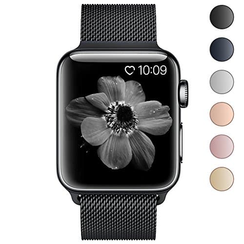 Lelong for Apple Watch Band,Milanese Loop Fully Magnetic Clasp Stainless Steel Mesh iWatch Band for Apple Watch Series 3 Series 2 Series 1 Sport &amp; Edition- 42mm Black