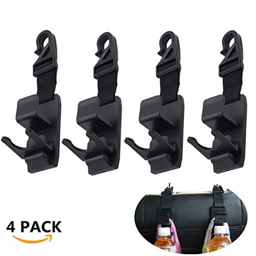 4 Pack Car Back Seat Headrest Hanger Storage Organizer - Car Vehicle Back Seat Hooks - Prevent Purses,Handbags,Coats,Grocery Bags and Water Bottle from Spilling or Rolling (4PACK)