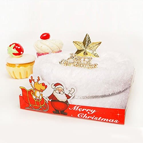 Premium Microfiber Towel Fresh Cream Cake Christmas Design Gift X mas Unique Special Present Practical Usage - Made in Korea