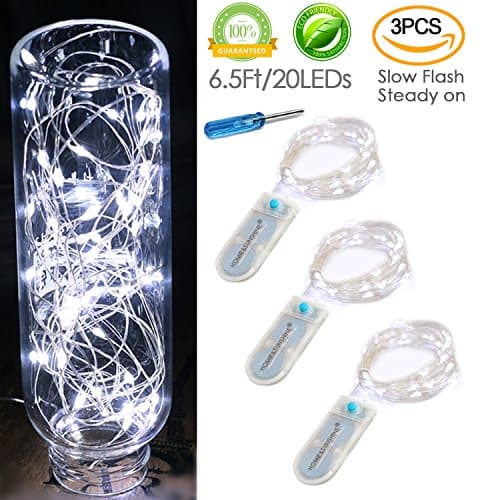 [3-PACK] Fairy Lights Twinkle string lights battery operated 2 Modes Steady On/Twinkling 20 LED String Lights 7FT Copper Wire Wedding Fairy Lights for Bedroom,Wedding,Festival Decor(Daylight White)