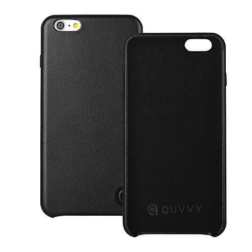 QUVVY The Bristol Premium Leather iPhone 6/6s Plus Case | Genuine Top Grain Leather | Snap-On Design with Edge-to-Edge Drop, Shock, and Impact Resistance (iPhone 6/6s Plus Black)