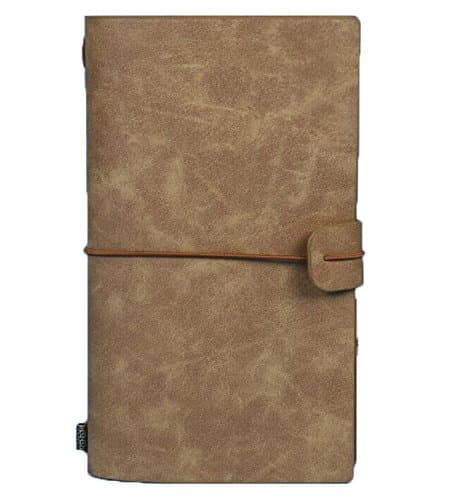 Notebook And Journals, Faux Leather Writing Notebook/A6 Traveling notebook Vintage Style With Leather Strap For Business/Diary/Project Planner (Color Khaki)