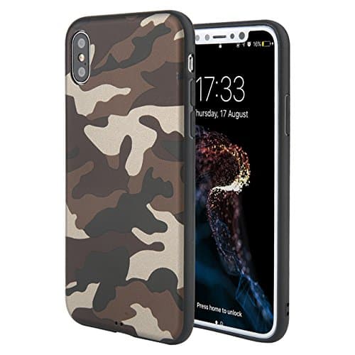 IRONHIDE iPhone X Case | Camouflage Design | Slim &amp; Lightweight | TPU Material | Provides 360° Protection (Army Gray)