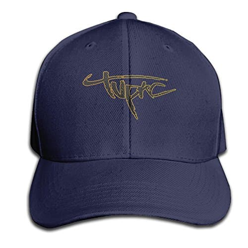 Guns Hats Tupac Shakur Logo Navy Flat Strapback Cap