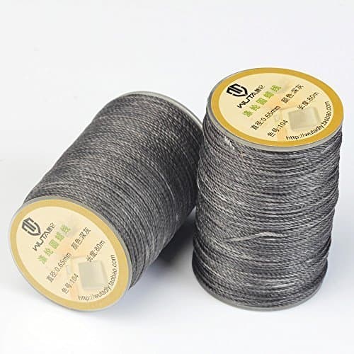 WUTA Leather Sewing Round Waxed Thread Polyester 23 Colors Hand Sewing Leather Work Cord Craft Tools DIY Handmade line,(0.65mm,Dark Grey)