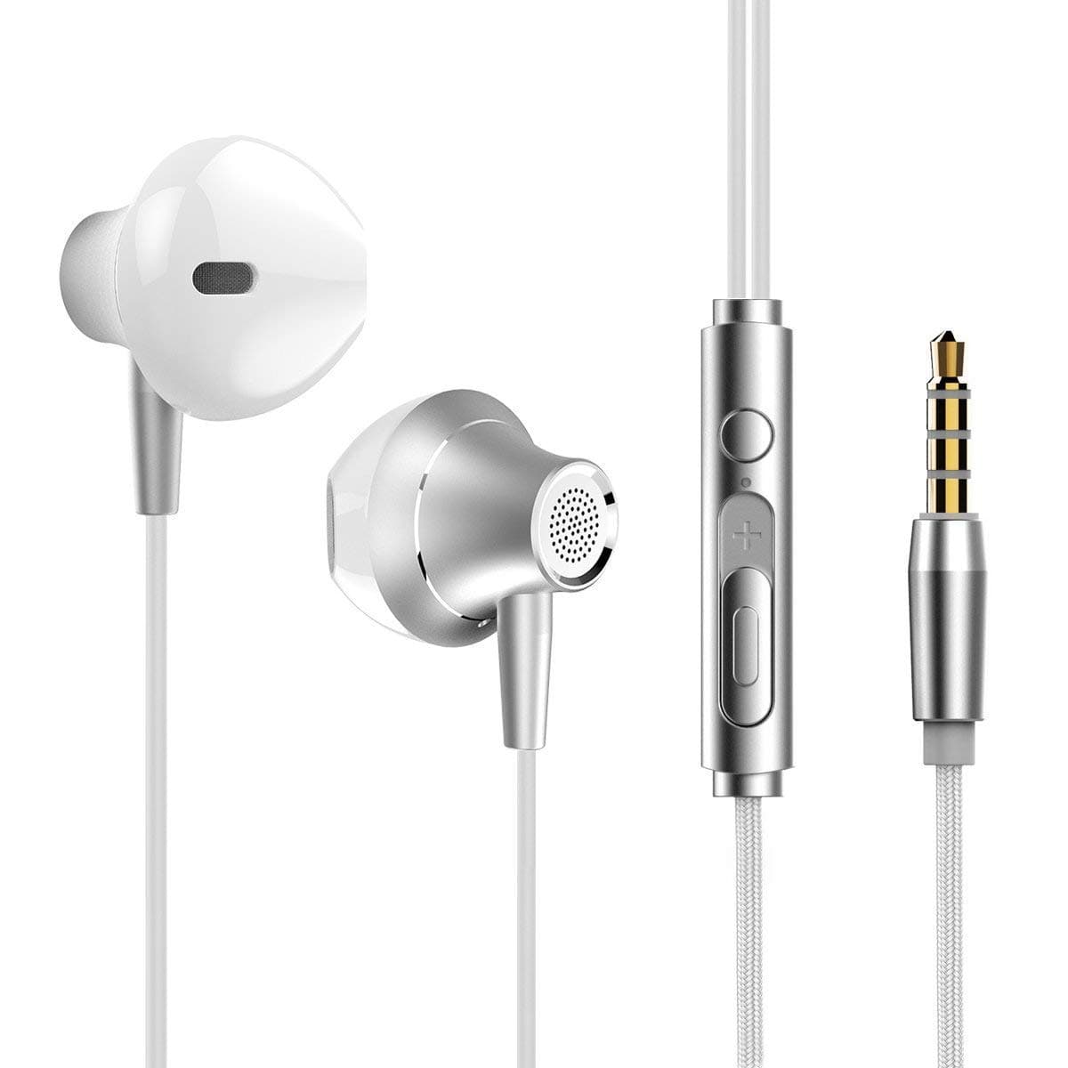 Aoton Earphones Wired Earbuds with Mic & Remote Control, HD Stereo Bass Noise Cancelling In Ear Headphones for Running, Compatible with Samsung Sony Huawei Xiaomi Android Smartphones, 3.5mm Headsets