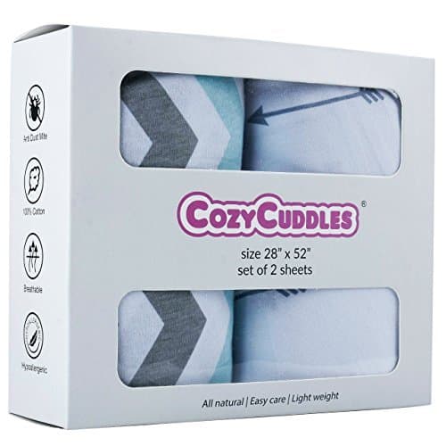 Cozy Cuddles Baby Crib Sheets Set|Toddler Sheet Set - Solid Fitted Crib Sheet for Standard Crib and Toddler Mattress 100% Natural Jersey Cotton (Blue-2 Pack)