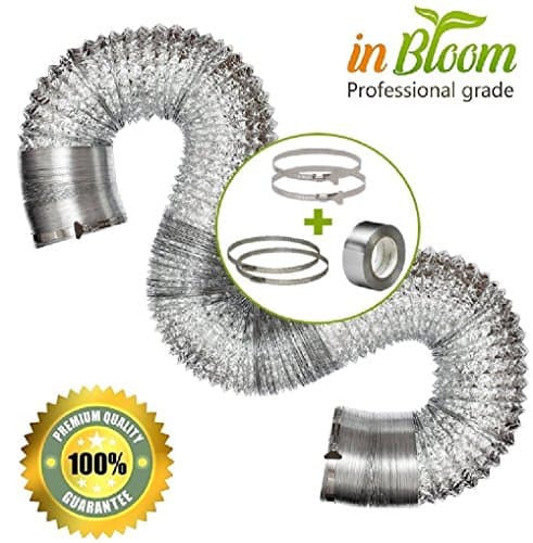 Flexible duct BUNDLE KIT - Professional 3 layered Aluminum flexible duct ,6 in x 25 ft + 4 clamps (2 butterfly Easyclamps, 2 regular clamps) + aluminum ducting tape 2 in x 50 ft