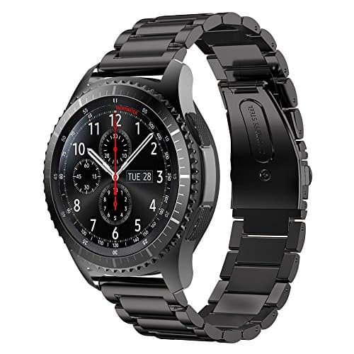 Samsung Gear S3 Classic/ Frontier Band SUNDA Premium Solid Stainless Steel Watch Band Link Bracelet Strap for Samsung Gear S3 Classic Gear S3 Frontier sports Smart Watch Fitness(Black)