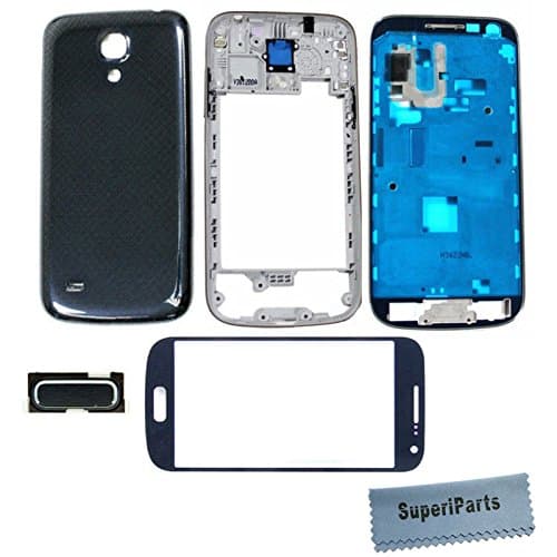 SuperiParts Original Full Housing Front Frame Middle Bezel Cover Case with Touch Screen Glass Lens Replacement Repair Spare Part for Samsung Galaxy S4 Mini I9190 I9195 +SuperiParts Cloth Black