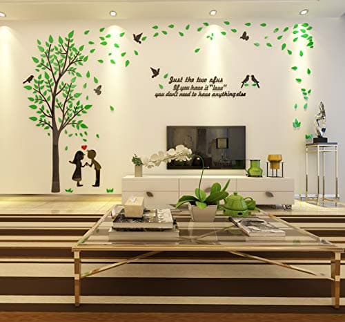 3D Wall Stickers Forest Wall Decal Black Rabbit Birds Easy to Install &Apply DIY Decor Sticker Home Decor (W)
