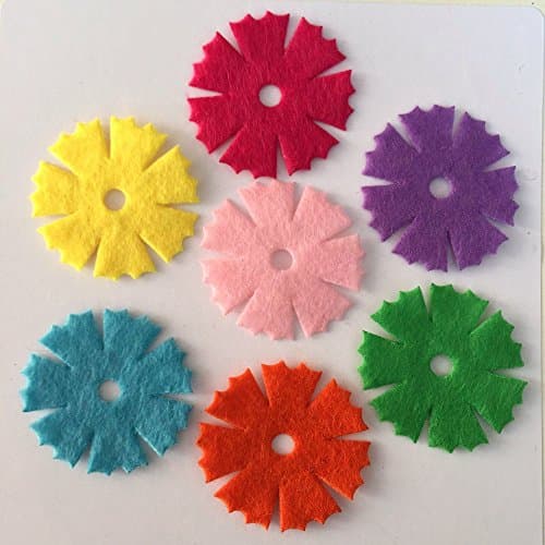 30mm Mixed Color Adhesive Round Felt Applique Flower Padded Patchwork Sewing DIY Clothing Decoration Scrapbook Craft (100 Pcs)