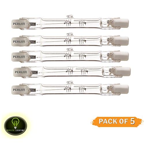 Perlite Lighting (Pack of 5) Q100T3/S 100 Watt Double Ended -78mm T3 Clear RSC Base Halogen Light Bulb