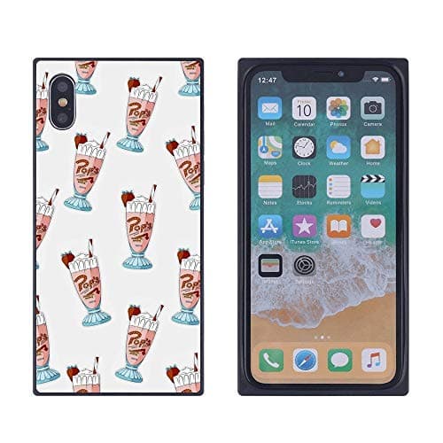 Fruit Smoothie iPhone Xs iPhone X Case, Soft Flexible TPU Back Cover Rectangle Case Compatible with iPhone Xs iPhone X (Black)
