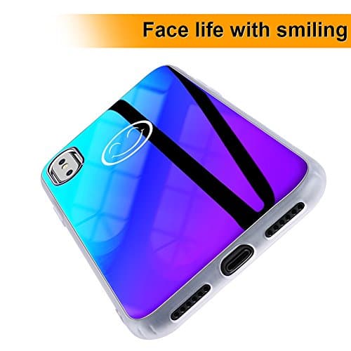 Wireless Charger iPhone X case, Ultra Thin 2018 New Style Blue Light Mirror Case, Luxury Slim Fit Gradual Colorful Gradient Change Color Lightweight Anti-Drop Hard Back Cover Case For iPhone 10 X