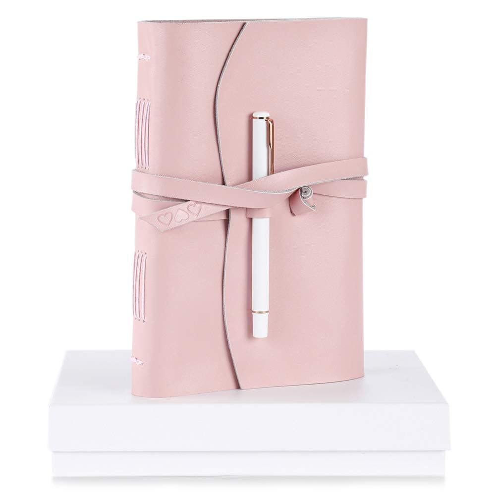 Pink Leather Journal for Women - Cute Notebook Lined Writing Journal Gift Set Diary – Inspirational Gifts for Women, Best Gifts for Her to Write In, Teenage Girl Gifts Fancy Rose Gold Pen set
