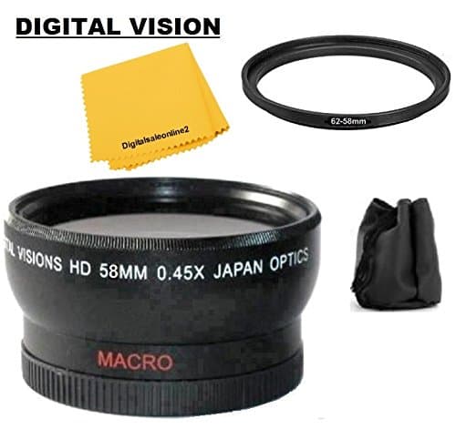 58mm Digital Vision Wide Angle Lens with Ring Adapter for Sony FDR-AX100 HDR-CX900