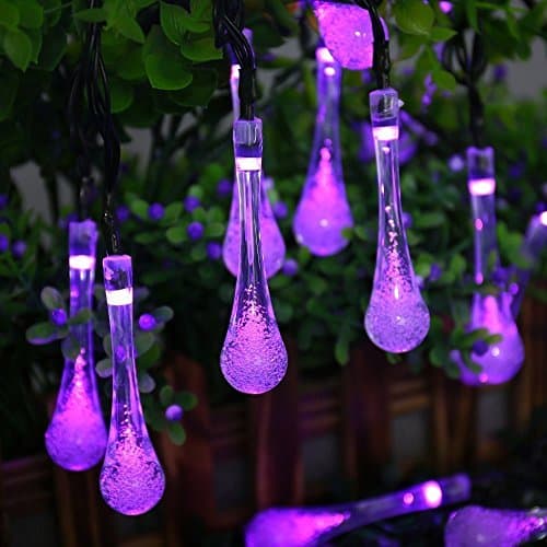 Ksleder Solar Outdoor String Lights, 16ft 20 LEDs Tear Drop Style Solar String Fairy Lights Starry Lights, for Indoor/Outdoor, Garden, Patio, Yard, Home, Christmas etc, Purple