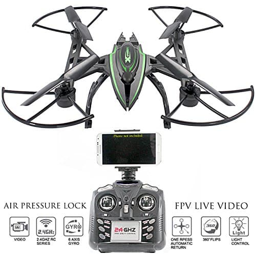 KiiToys Camera Drone with Live Video - Predator FPV VR Quadcopter, Virtual Reality First Person View Flight in Real Time, Air Pressure Sensor Attitude Lock