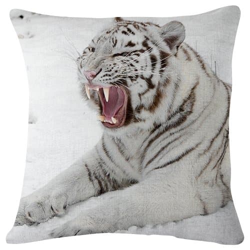 White tiger Snow Predator Mouth Cat Tiger - Throw Pillow Case Cushion Cover for Sofa Couch Double-sided printing 18x18 Inches