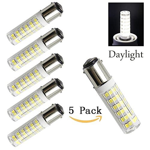5W Ba15d Dimmable LED Light Bulb 120V 50W Equivalent Daylight 6000k Ba15d Double Contact Bayonet Base Halogen Replacement Bulb for Chandelier Crystal Ceiling Lamp Light (Pack of 5)