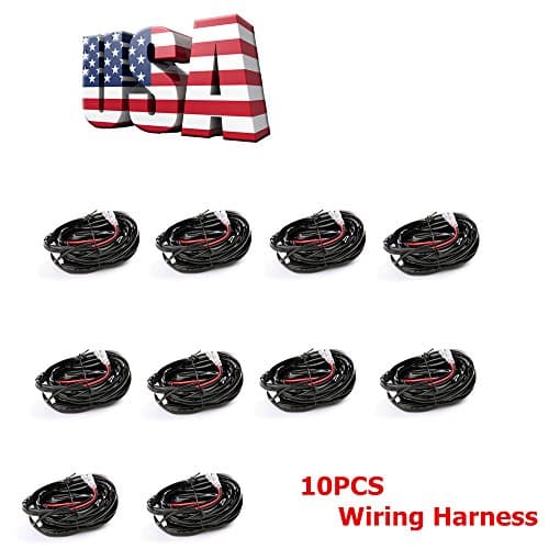 Topcarlight 10PCS LED Light Bar Wiring Harness Kit Fuse 2 Lead Mouse Style Relay ON/OFF Switch 12V 40A for Driving Car Lights Fog Lights Work Lights
