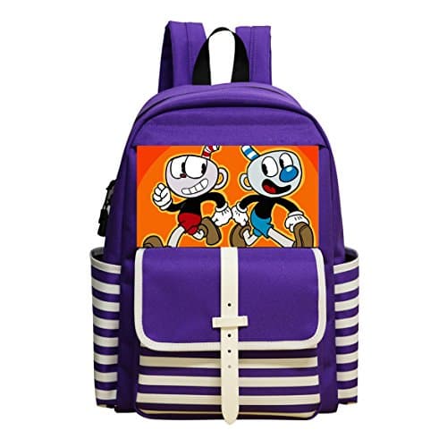 Cuphead and Mugman Student Backpack Super Bookbag Break Kids SchoolBag