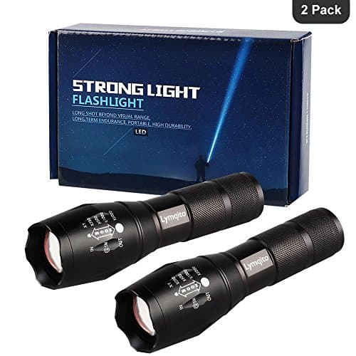 Portable Tactical LED Flashlight 1000 Lumens Adjustable Water-Resistant with 5 Light Modes (2 Pack) (black#)