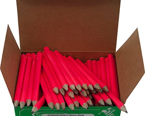 Half Pencils Sharpened Hex (No Eraser) (Golf Pencils, Pew Pencil, Score Pencil, Short Pencil) (Neon Pink)(Bulk Box of 288)