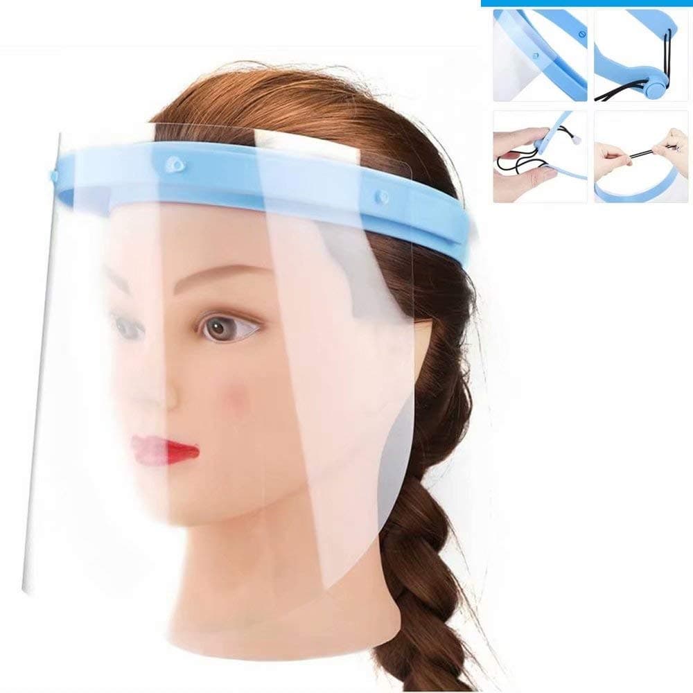 Personal Protective Equipment Blue Anti-fog Adjustable Full Face Shield with 10 Plastic Film