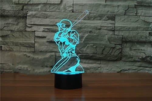 SUPERIORVZND 3D Baseball Player Night Light Touch Table Desk Optical Illusion Lamps 7 Color Changing Lights Home Decoration Xmas Birthday Gift