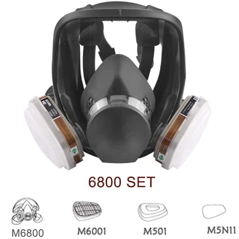 6800 Mask Protective Respirator Rubber with Filter Box, 360° Full Seal Protection, Widely Used in Organic Gas, Spray Paint Chemical Anti-Formaldehyde