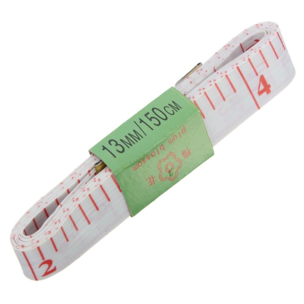 Soft Plastic Sewing Tailor Tape Measure 1.5m - Double-Sided (Metric & Imperial) -n White and Red