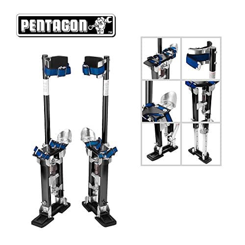 Pentagon Tools | Professional 15"-21" | Black Drywall - Painting - Work Stilts | Aluminum