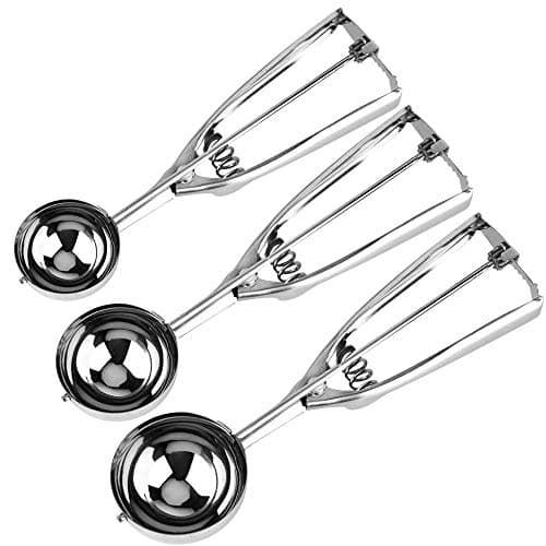 Ice Cream Scoop with Trigger Release Set, SOFTEEN Stainless Steel Ice Cream Scooper, Perfect for Meatball/Mashed Potato/Cookie Dough/Watermelon & Melon Ball, Dishwasher Safe, 3Pcs Set