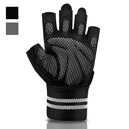 BEACE Weight Lifting Gym Gloves with Wrist Wrap Support, Extra Grip & Wear-Resistant Workout Gloves for Exercise Training Fitness CrossFit for Men & Women