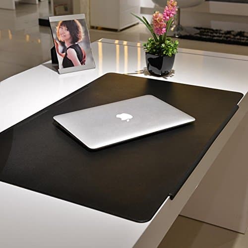 Qfeng Leather Desk Pad Protector, 27.5" x 17.7" Laptops TPU Desk Mat Mouse Pad with Fixation Lip for Offfice &amp; Home