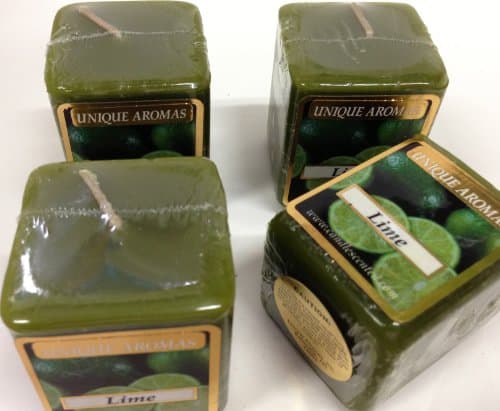 3 oz square votive candle 4/pk - Lime-A refreshing aroma of freshly squeezed lime