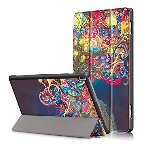 Lenovo Tab4 10 Case, [SlimShell] Tri-floding Hard Armor Case PU Leather Rotating Cover with Flip Folio Case with Auto Sleep/Wake Up Shell for Lenovo Tab4 10" Tablet 2017 Release (Fantasy flower)