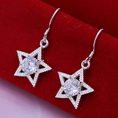 925 silver plated earings five-pointed star with zircon