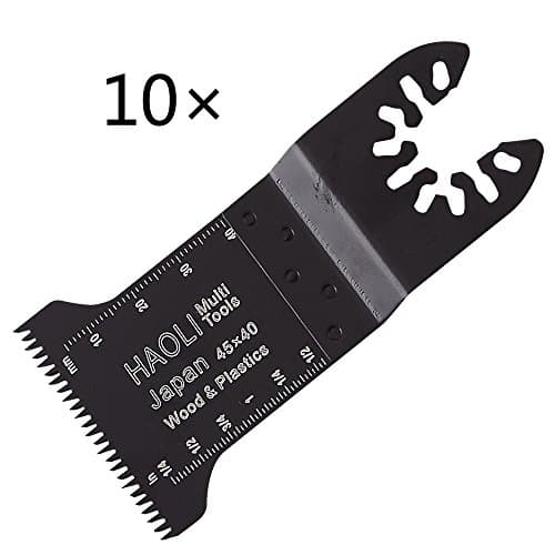 HAOLI Oscillating Tool Saw Blades Accessories Fit for Multimaster Power Tools as Fein,Dewalt,Black &amp; Decker with Carbide Blades (10pcs, HL453K)