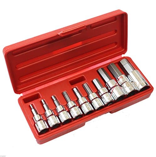 10pc Drop Forged Metric 3/8" &amp; 1/2" Drive Hex Key Allen Head Socket Bit Set New